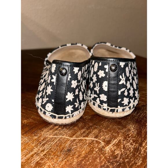 Coach Women’s Espadrilles Flats Size 9B Black White Floral Canvas Shoes EUC - Picture 8 of 12